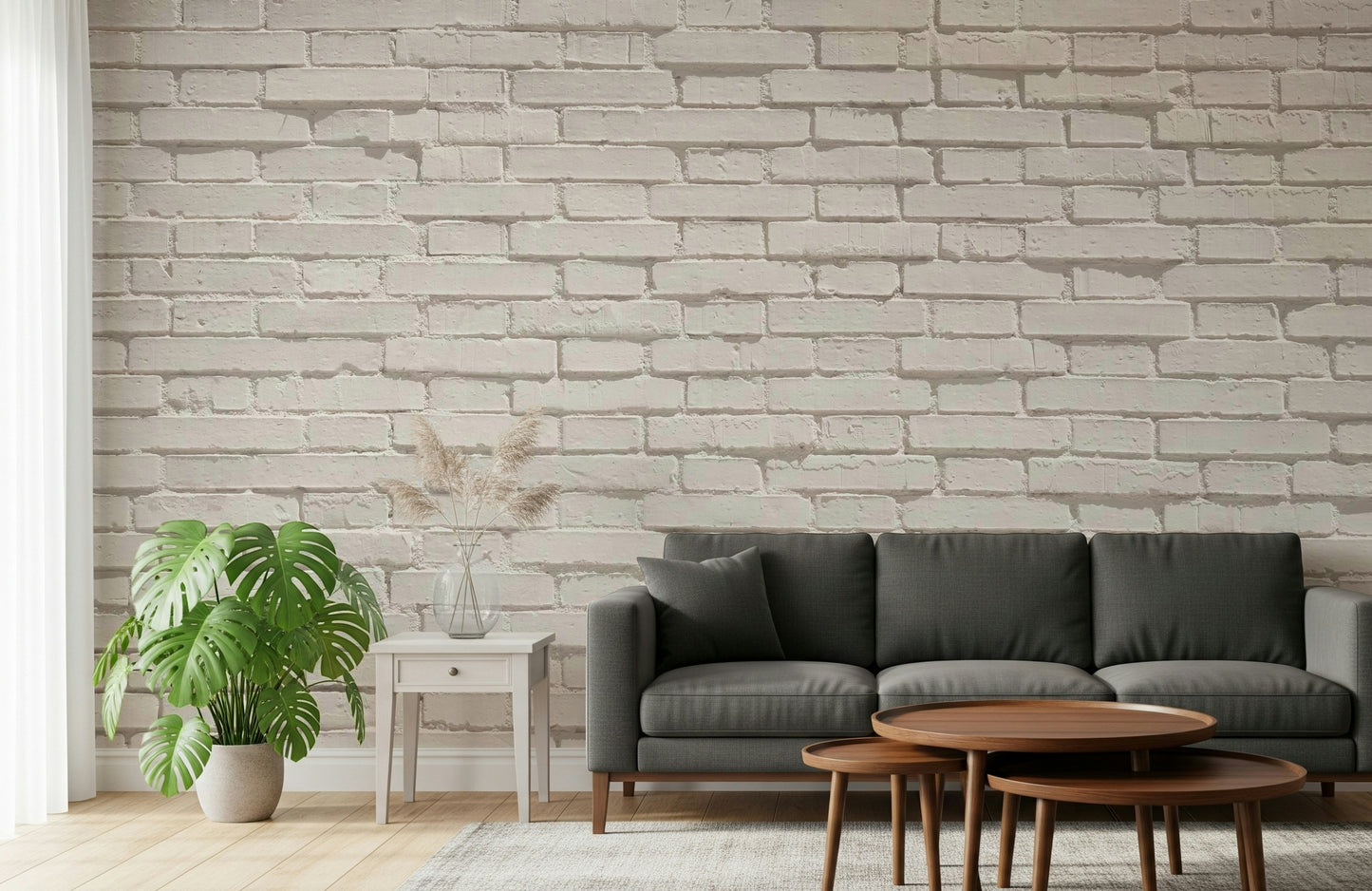 Wall mural showcasing urban-inspired white brick patterns for stylish, minimalist décor.