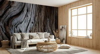 Rustic timber wall mural blending worn, weathered wood planks with subtle color variations.