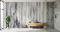 Textured mural with cascading abstract drips in calming shades for a tranquil feature wall.