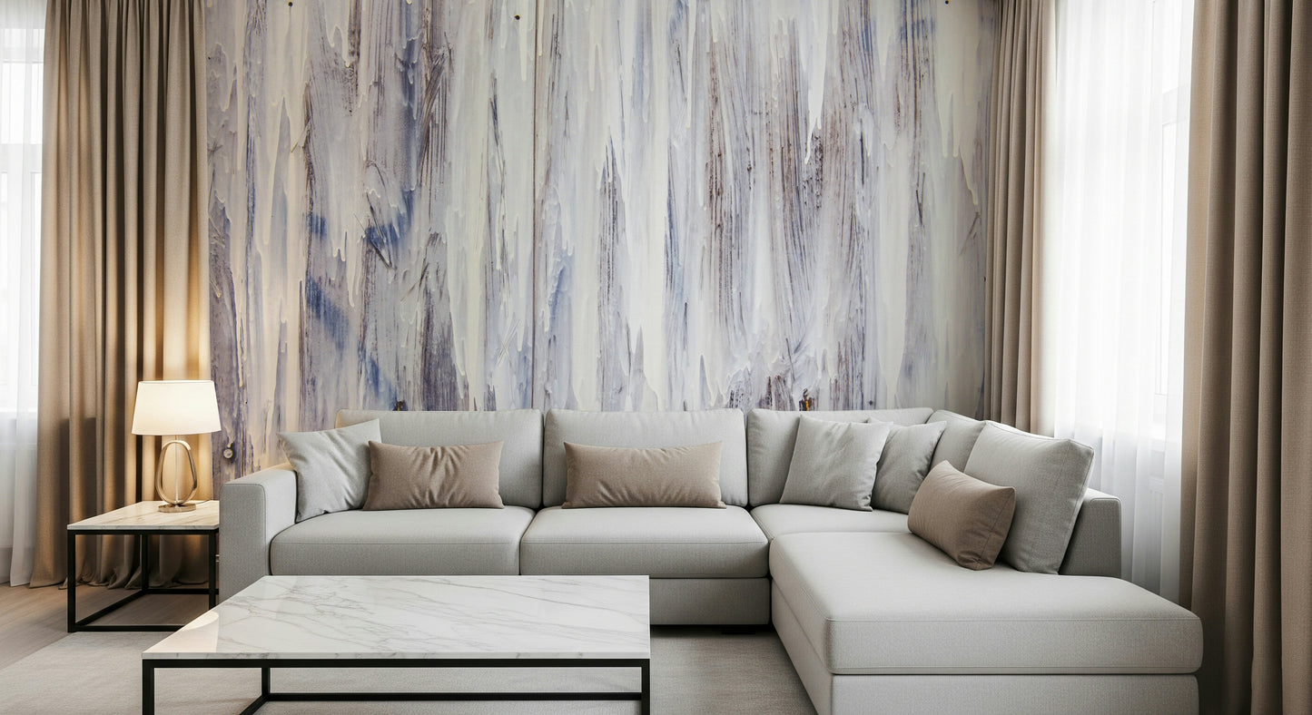 Serene drip pattern wallpaper mural adding subtle movement and texture to interior spaces.