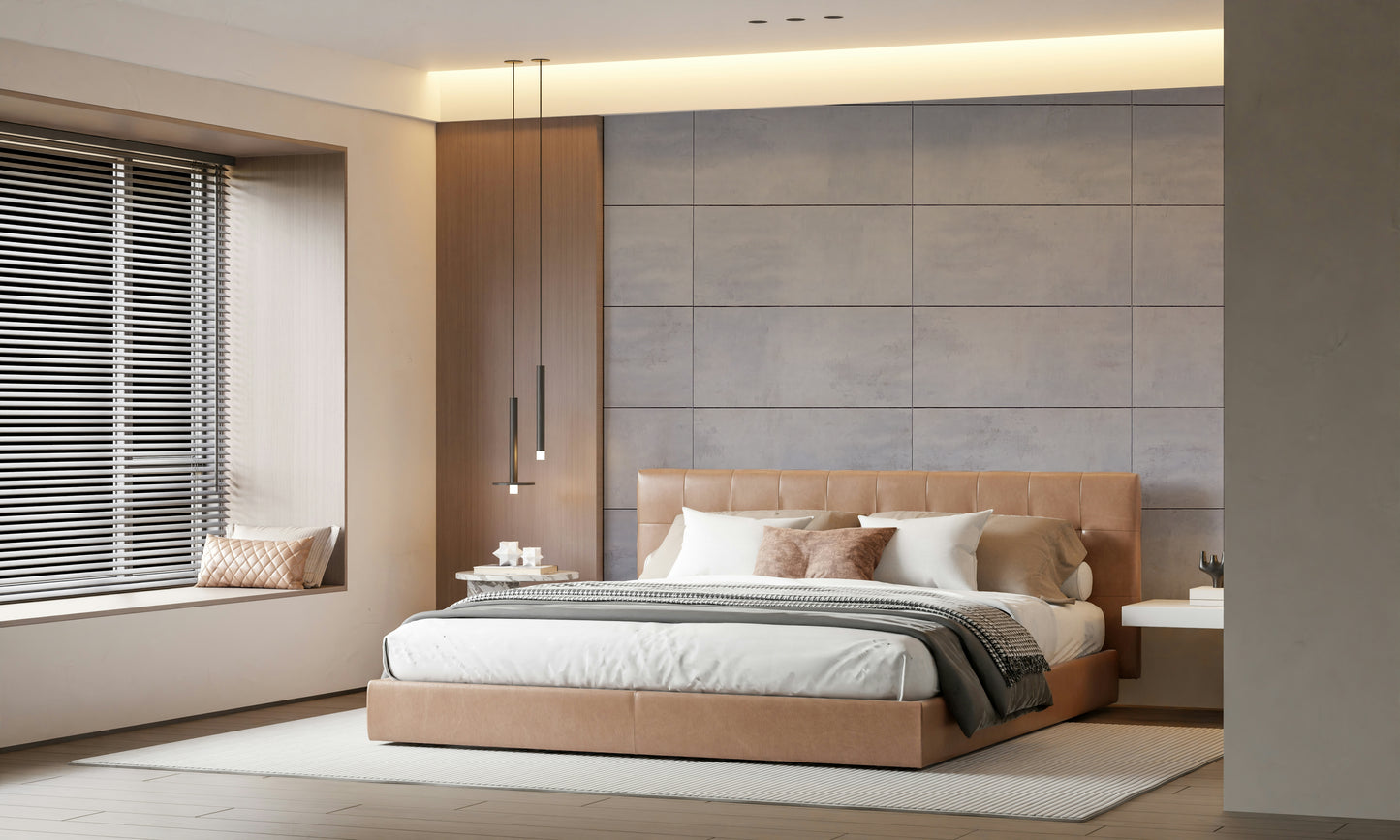 Geometric wall mural featuring cool grey grids for modern, minimalist, and professional interior designs.