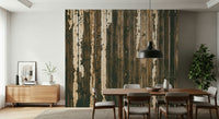 Wall mural showcasing weathered timber textures with subtle color variations for farmhouse or loft décor.