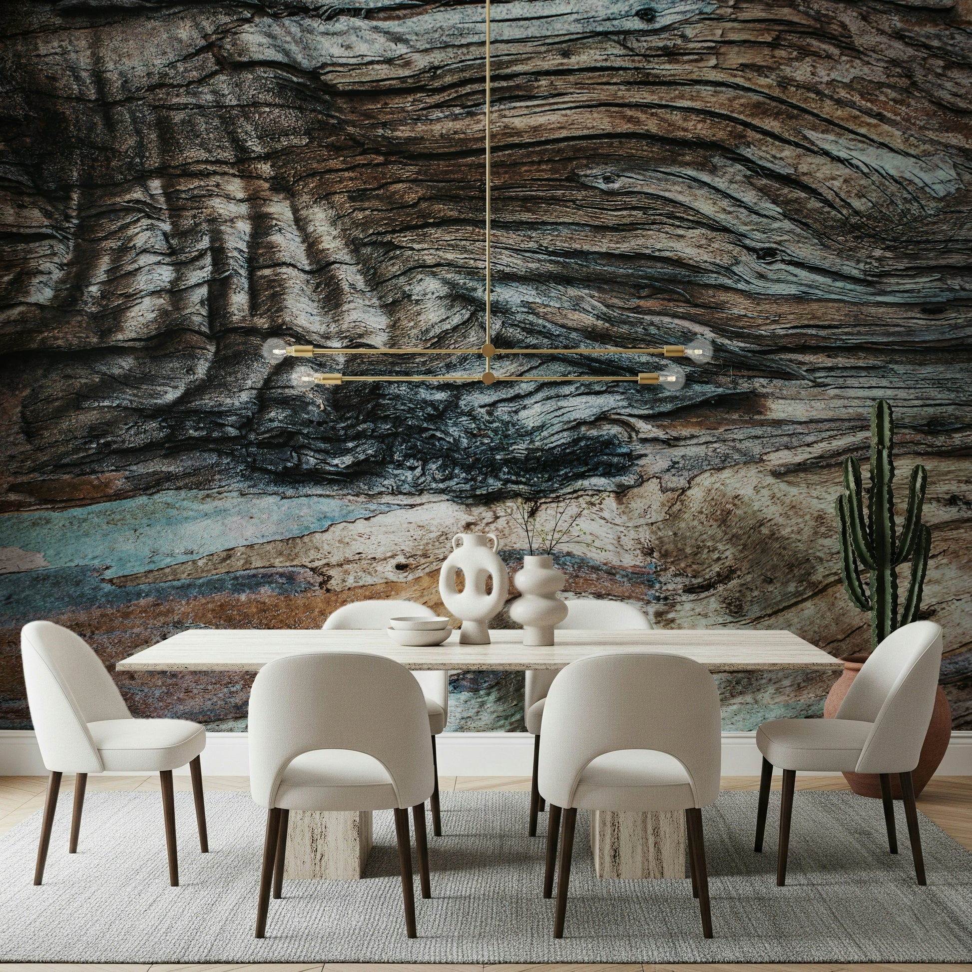 Wall mural showcasing realistic eucalyptus bark patterns for textured, nature-inspired feature walls.