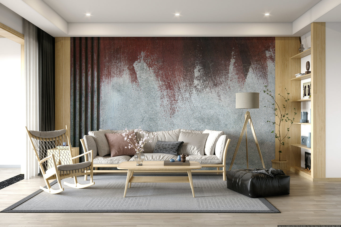 Wall mural featuring gritty textures and subtle gradient fades for artistic and industrial interiors.