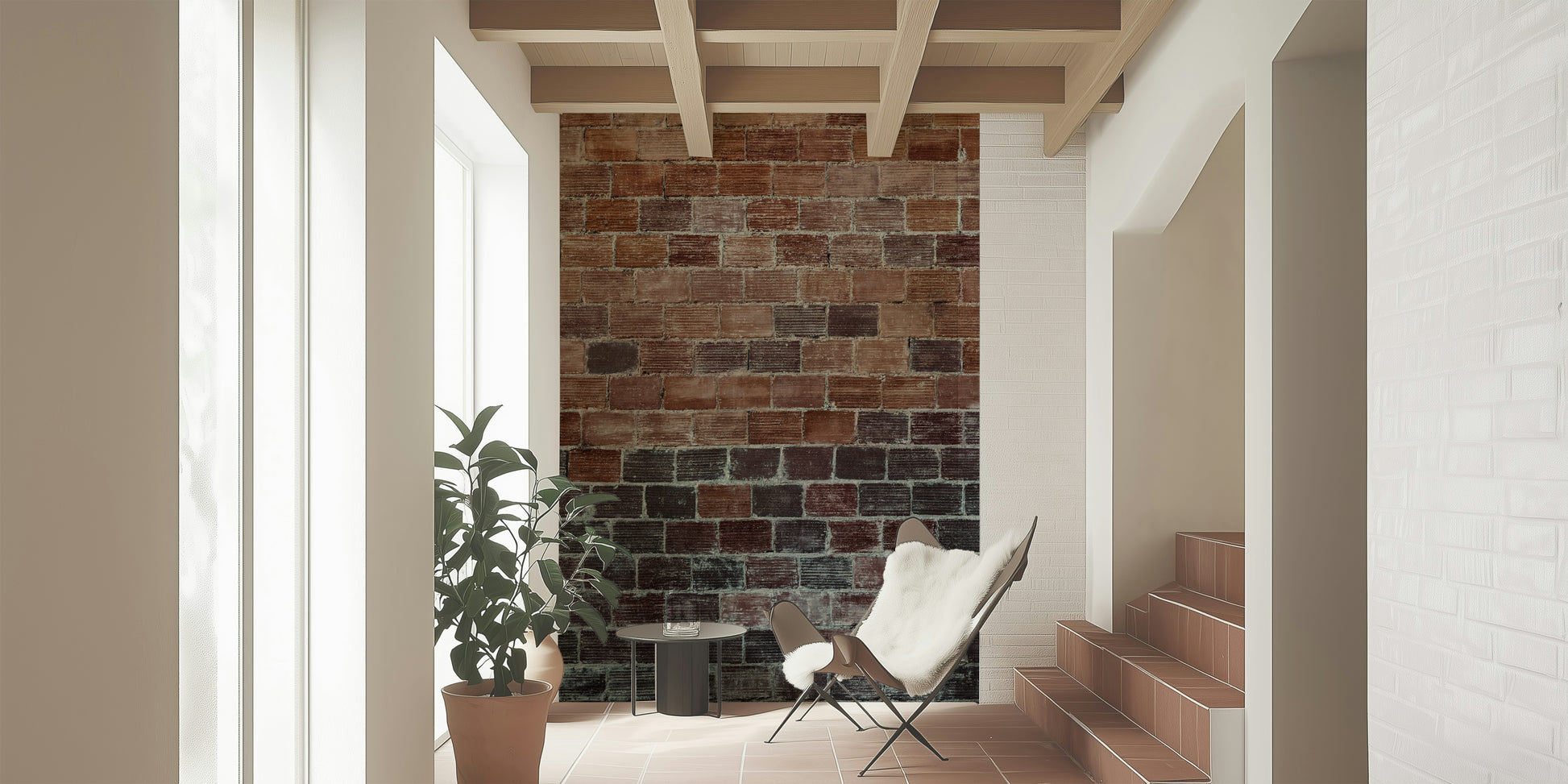 Wall mural featuring worn and layered bricks for urban, industrial, or vintage-inspired interiors.