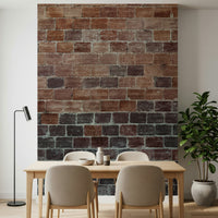 Textured wall mural with aged brick patterns adding character and vintage charm to living spaces.