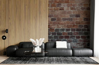 Wall mural combining aged brick textures and natural shading for a cozy, vintage interior ambiance.