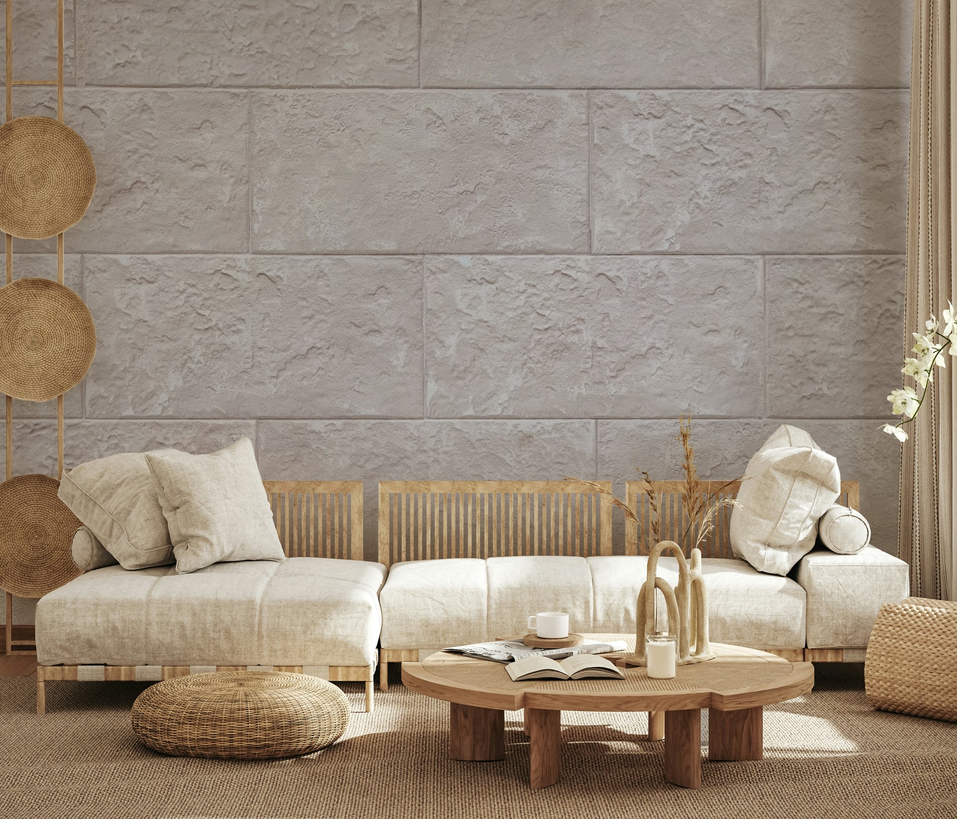 Stone block wallpaper mural blending natural textures and soft tones for a polished, elegant look.