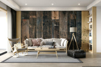 Wall mural featuring rough-hewn wooden planks with subtle imperfections for authentic rustic charm.