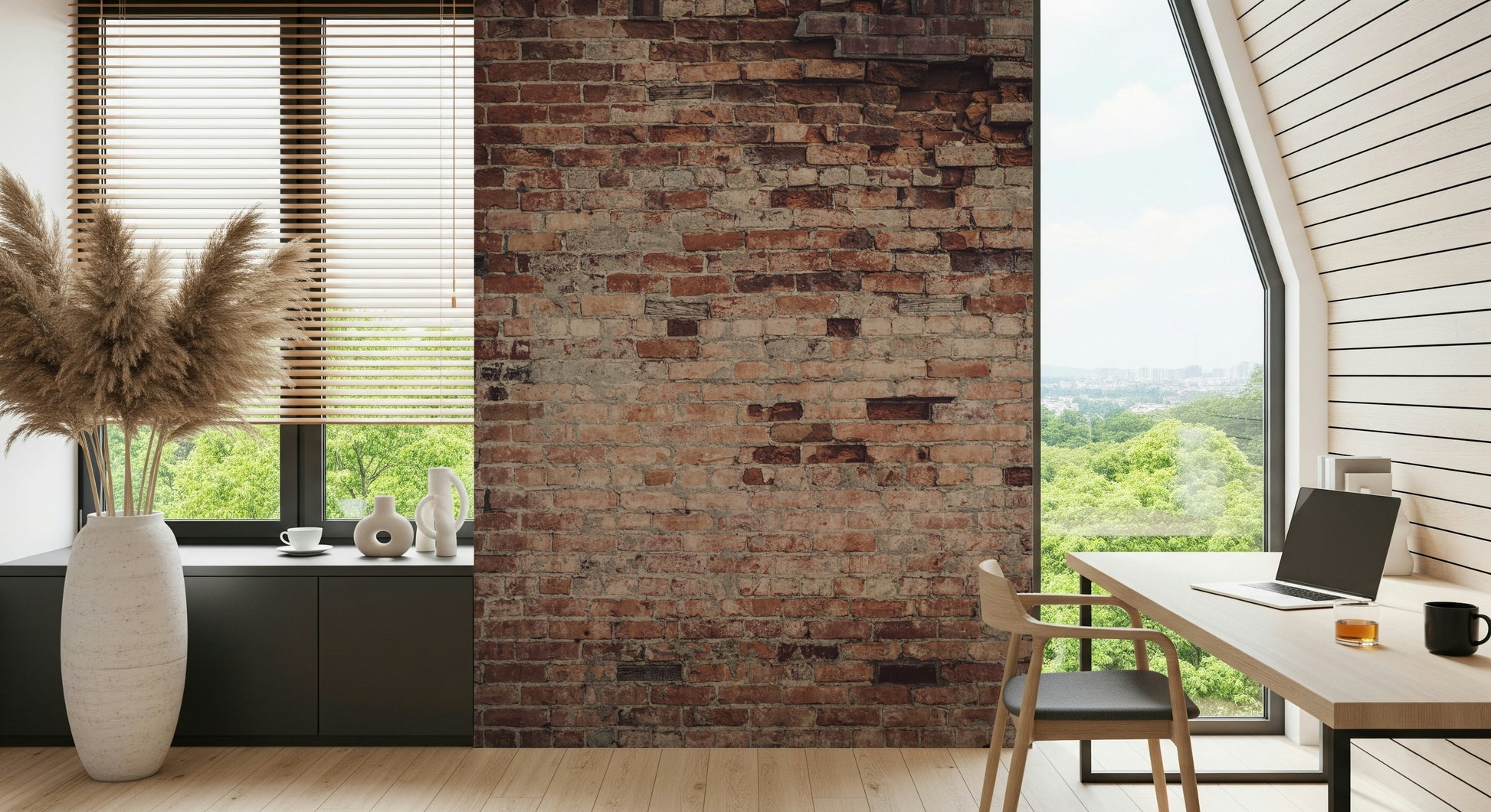 Textured wall mural with urban-inspired rough surfaces for modern loft or industrial interior décor.