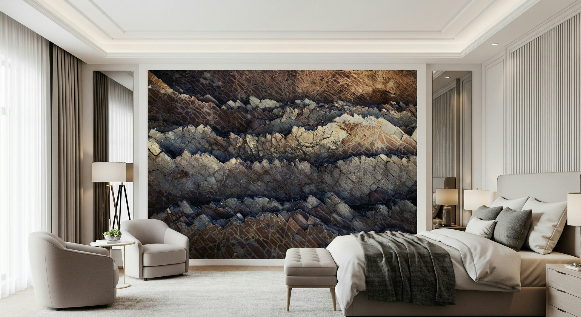 Stratified Stone Wall Mural combining natural stone patterns and earthy tones for cozy, stylish décor.
