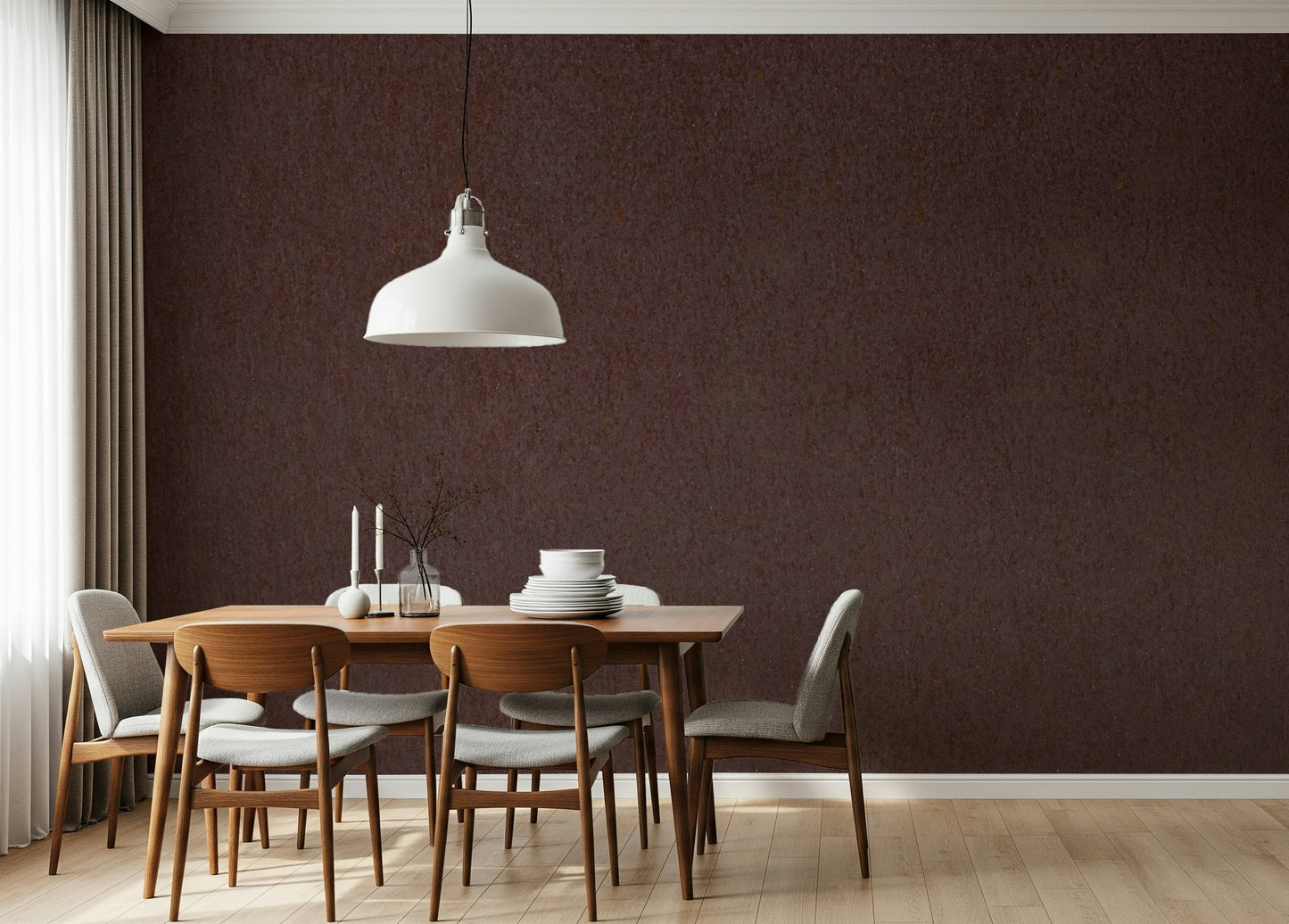 Painterly wall mural with soft brown gradients and textured surface for cozy, inviting interiors.