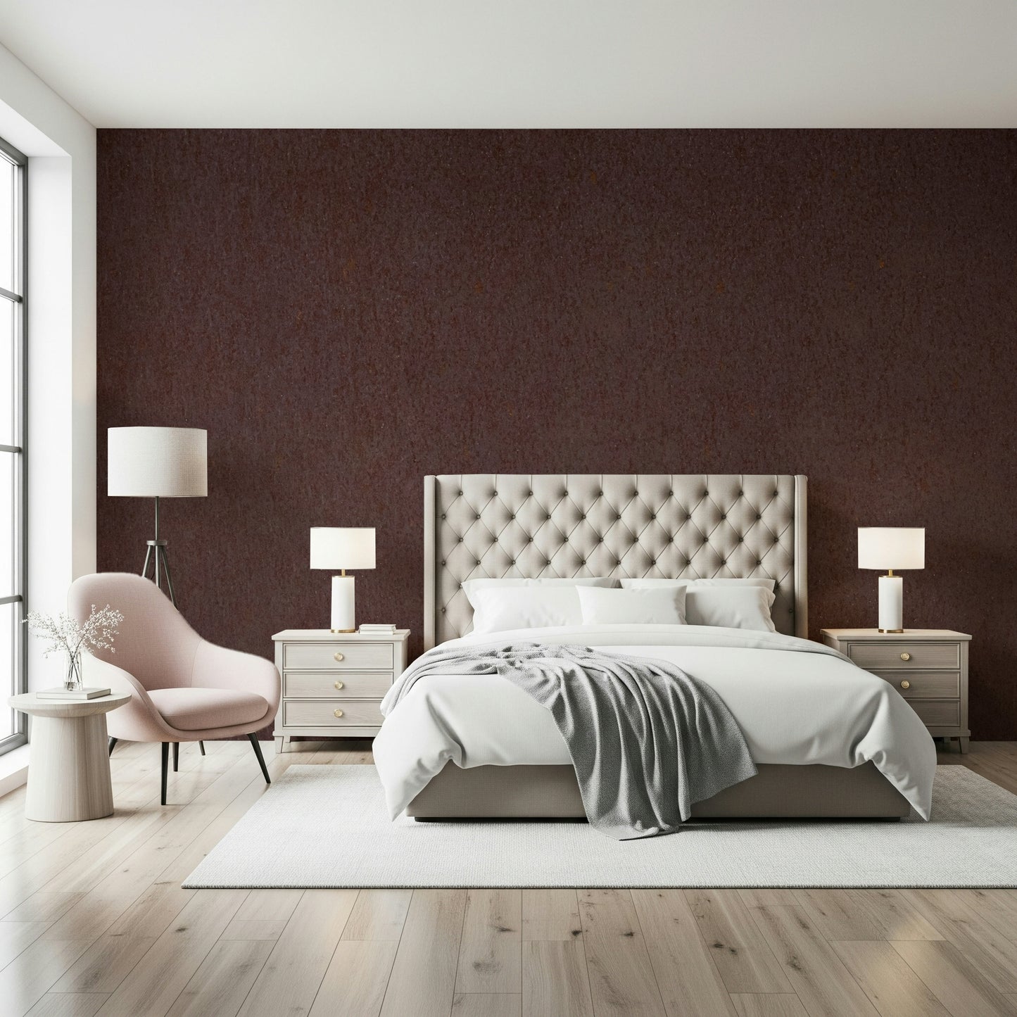 Neutral cocoa-toned wall mural with soft canvas texture for minimalist or contemporary interiors.