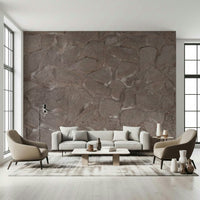 Rustic Stone Wall Wall Mural featuring natural stone textures in earthy tones for cozy, rustic interiors.
