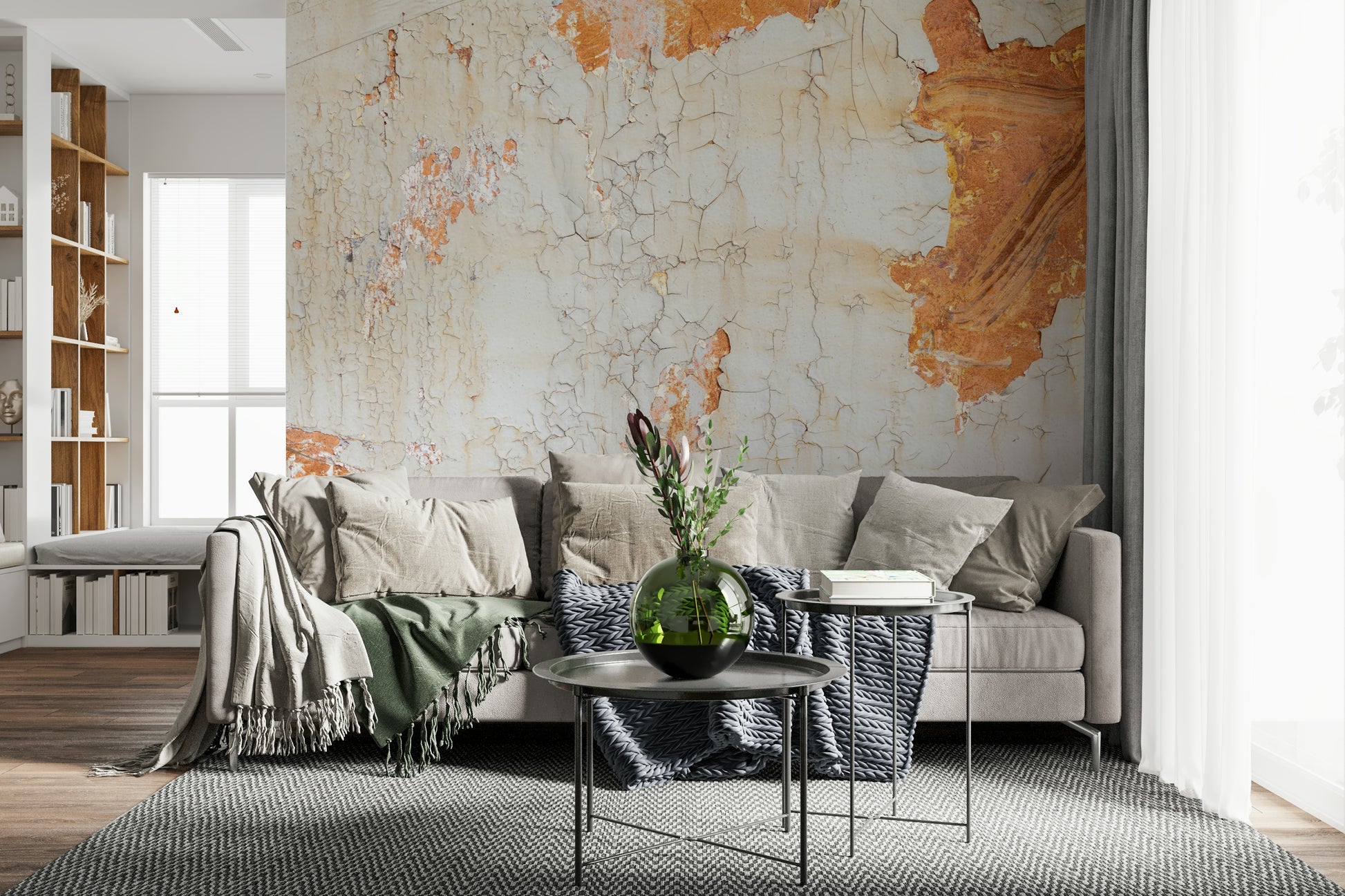 Cracked Texture Wall Mural blending distressed finishes and subtle shading for timeless interior appeal.