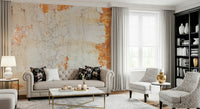Rustic cracked texture wallpaper mural adding depth and character to living rooms or loft spaces.
