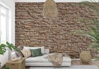 Decorative illusion wall mural featuring stacked stone textures to enhance rustic or contemporary interiors.
