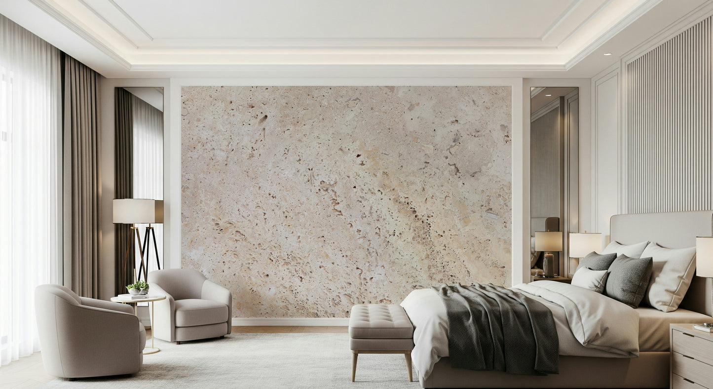 Light-toned stone wallpaper mural with subtle color variations for elegant and cozy décor.