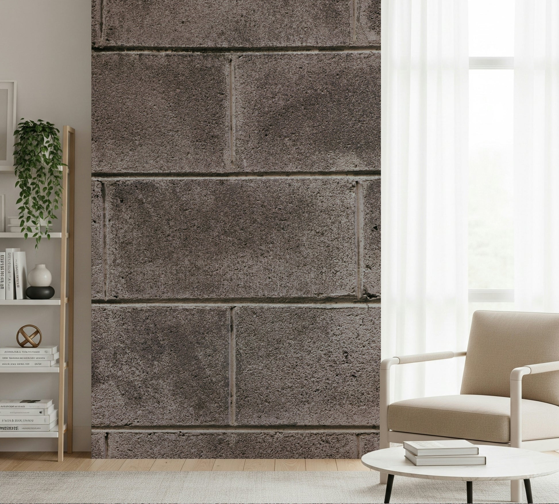 Textured wall mural with peeling plaster and faded layers for industrial or loft-style interiors.