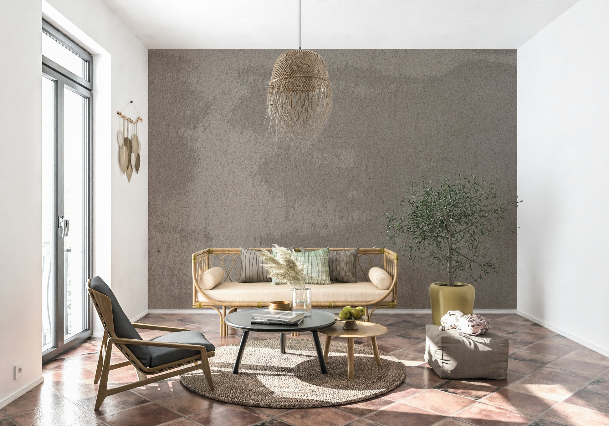 Realistic stone texture wall mural with mixed tones and natural imperfections for authentic design appeal.