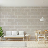 Light brown brick pattern wallpaper with subtle texture for industrial, minimalist, or rustic spaces.