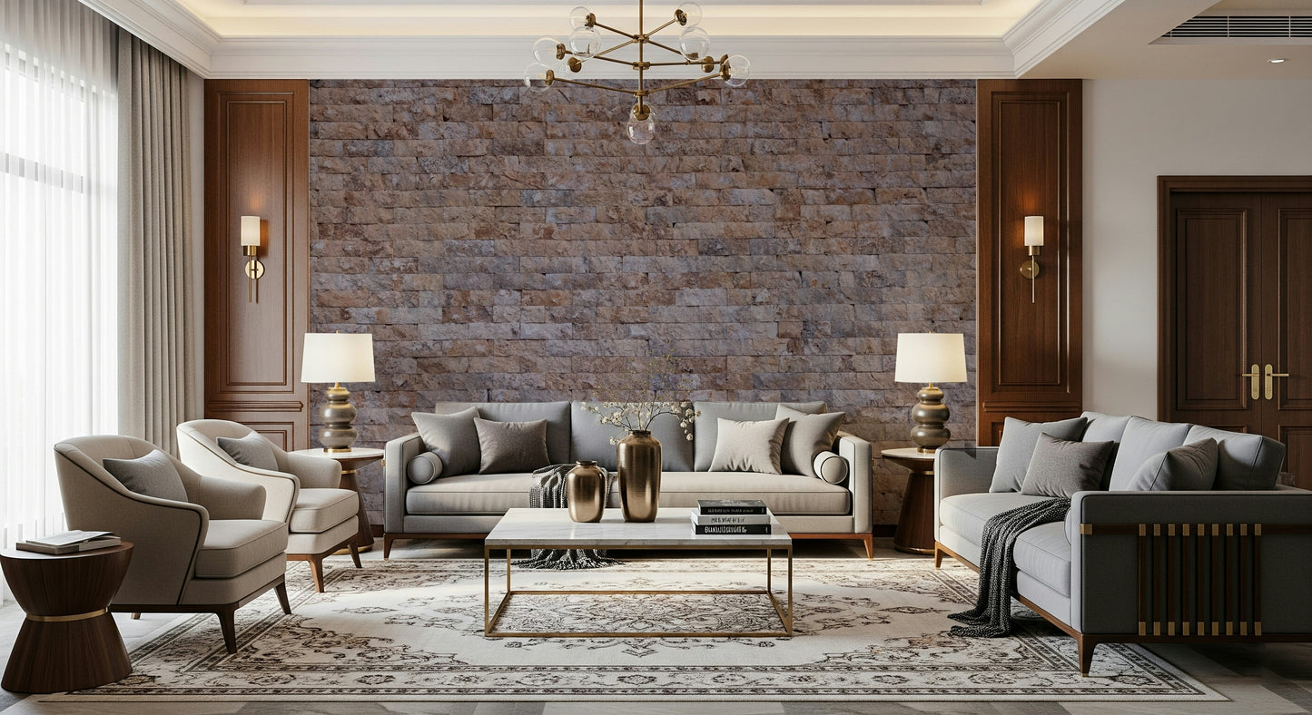 Brick wall mural with detailed mortar lines and textured surface for urban and modern spaces.