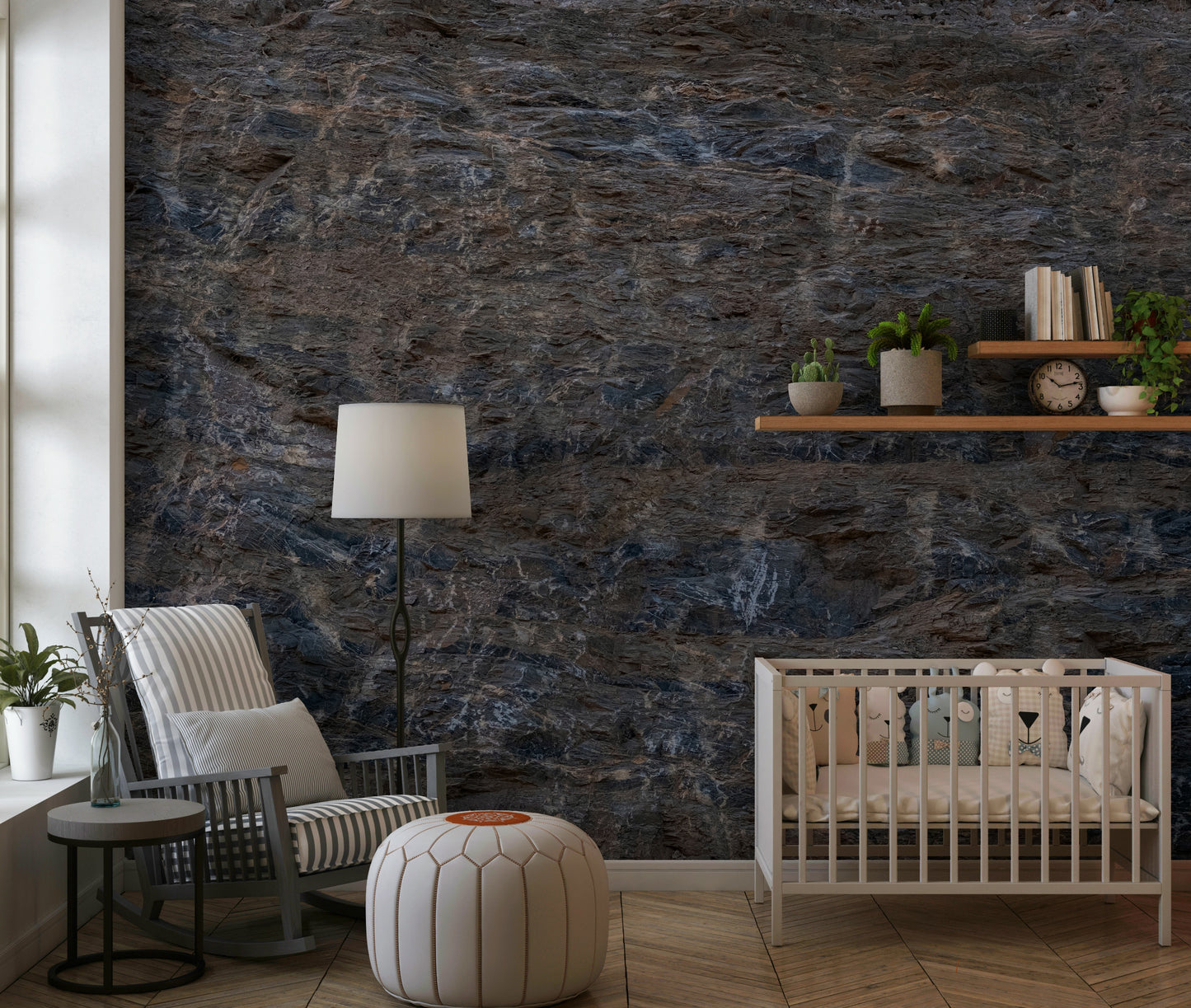 Abstract rocky surface mural showcasing uneven stone patterns and natural gradients for statement walls.