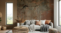 Earth-toned wall mural inspired by natural clay, stone, and soil textures for rustic interior design.