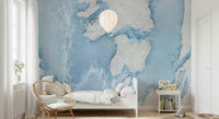 Arctic-inspired wall mural with glacial textures and cool blue gradients for a refreshing wall accent.