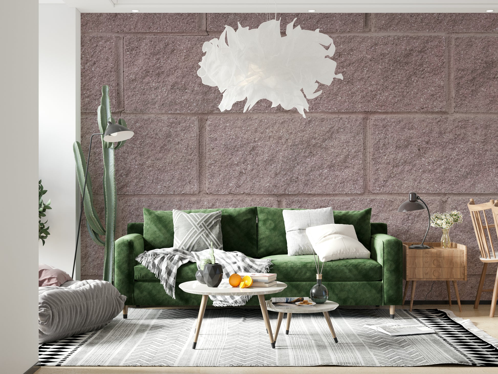 Rustic wall covering with detailed brick patterns and mortar lines