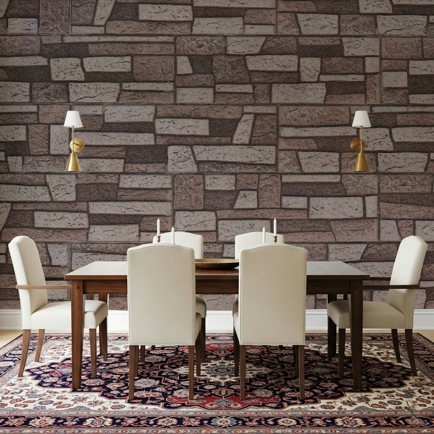 Contemporary mural with detailed brick textures for a cozy interior