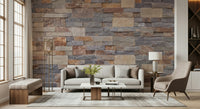 Rugged wall mural showcasing realistic stone cladding for interiors