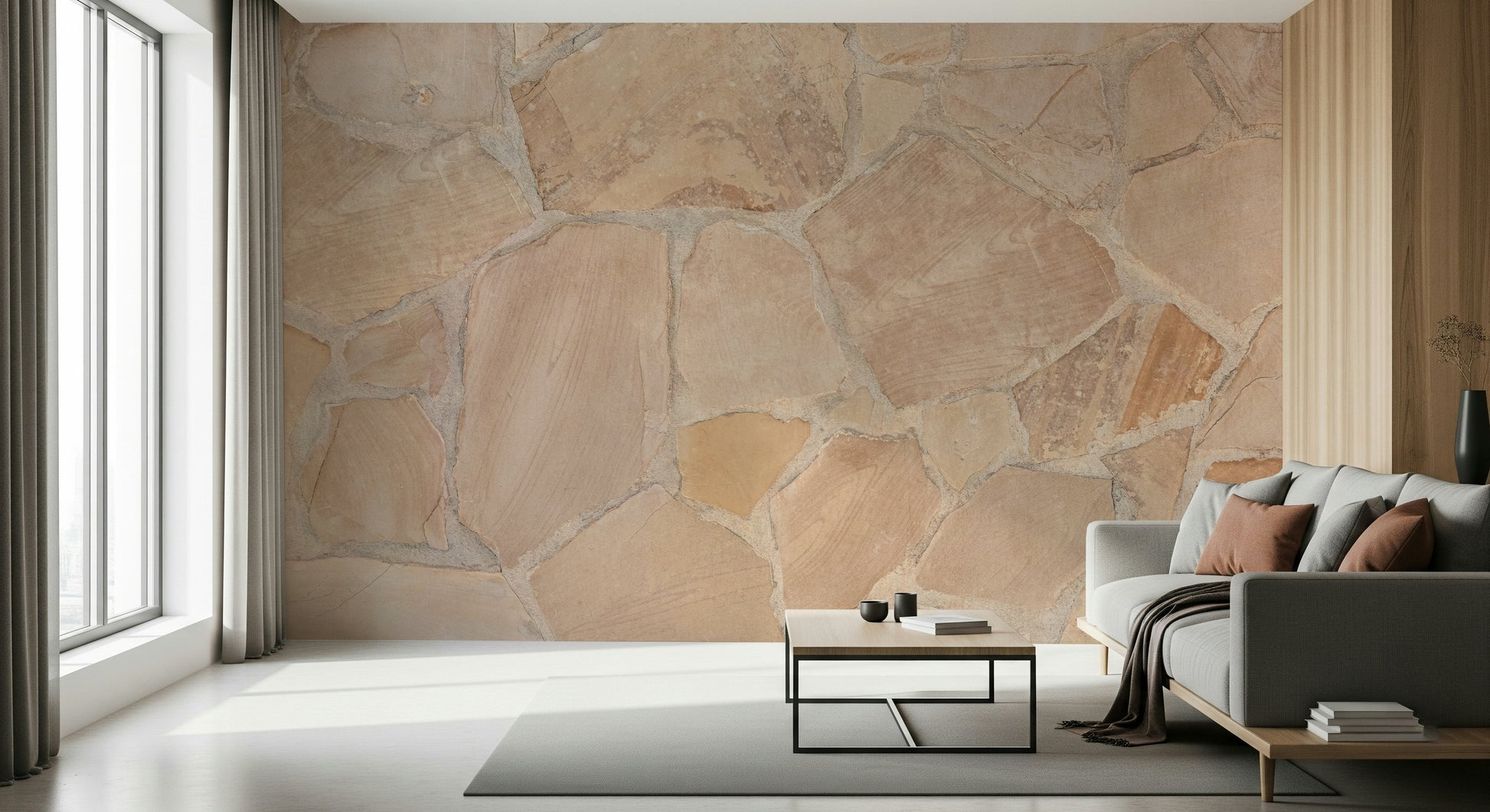 Layered stone surface with rough texture, Rustic Stone wall mural