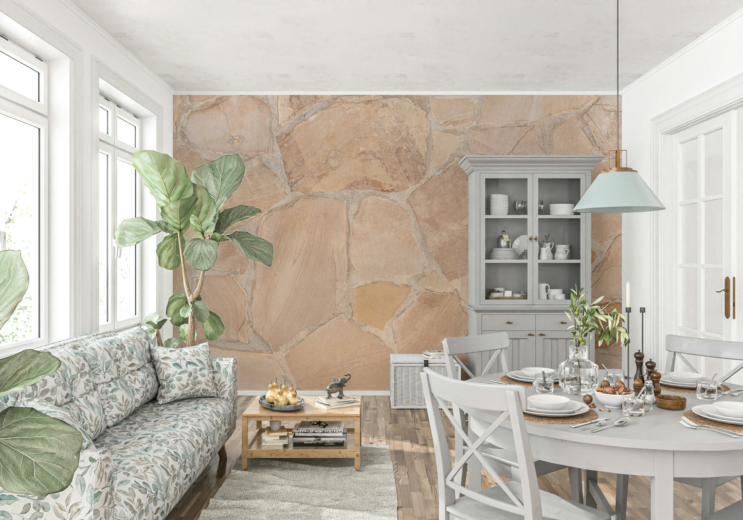 Realistic stone surface with layered texture, Rustic Stone decorative mural