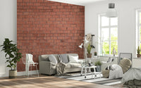 Rustic vintage brick wall effect in natural earthy hues, decorative mural