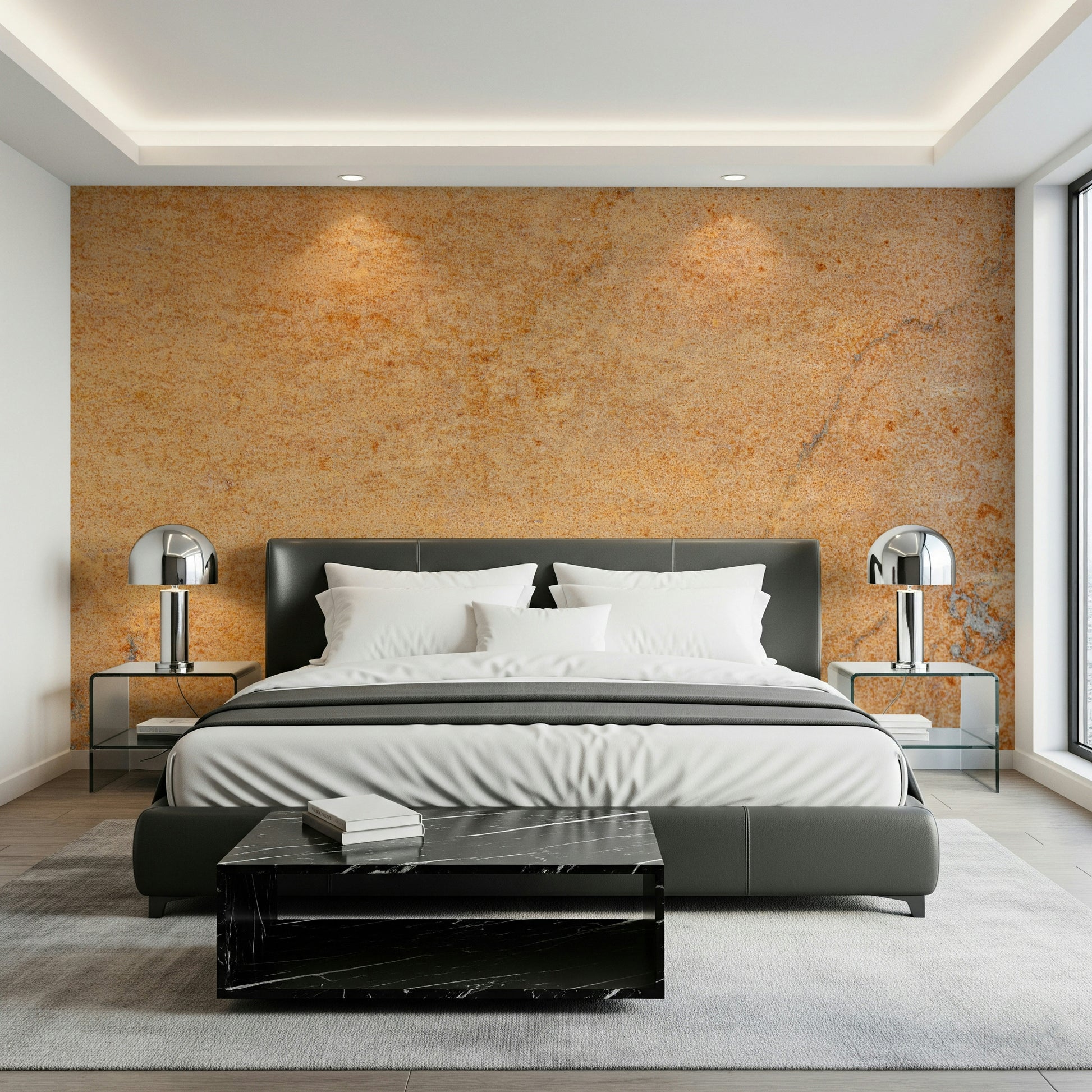 Rust and patina-inspired textured wall mural, Oxidized Texture design