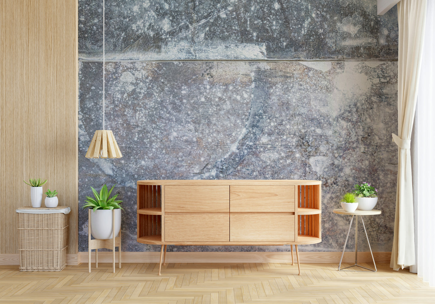 Cool gray stone-inspired design with frosted detailing, wall mural