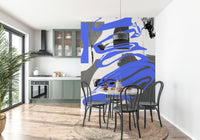 Mysterious smoke trails over a mirrored gradient, immersive wall mural