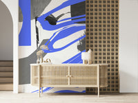 Dark and moody swirling smoke with reflective highlights, wall mural for living room