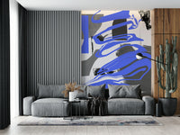 Abstract wisps of smoke blending with mirrored effects, decorative wall mural