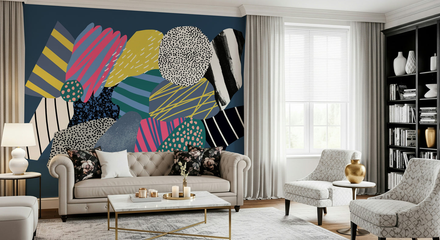 Interstellar Spaceship Wall Mural – Dramatic mural depicting a spaceship flying through a star-studded galaxy.