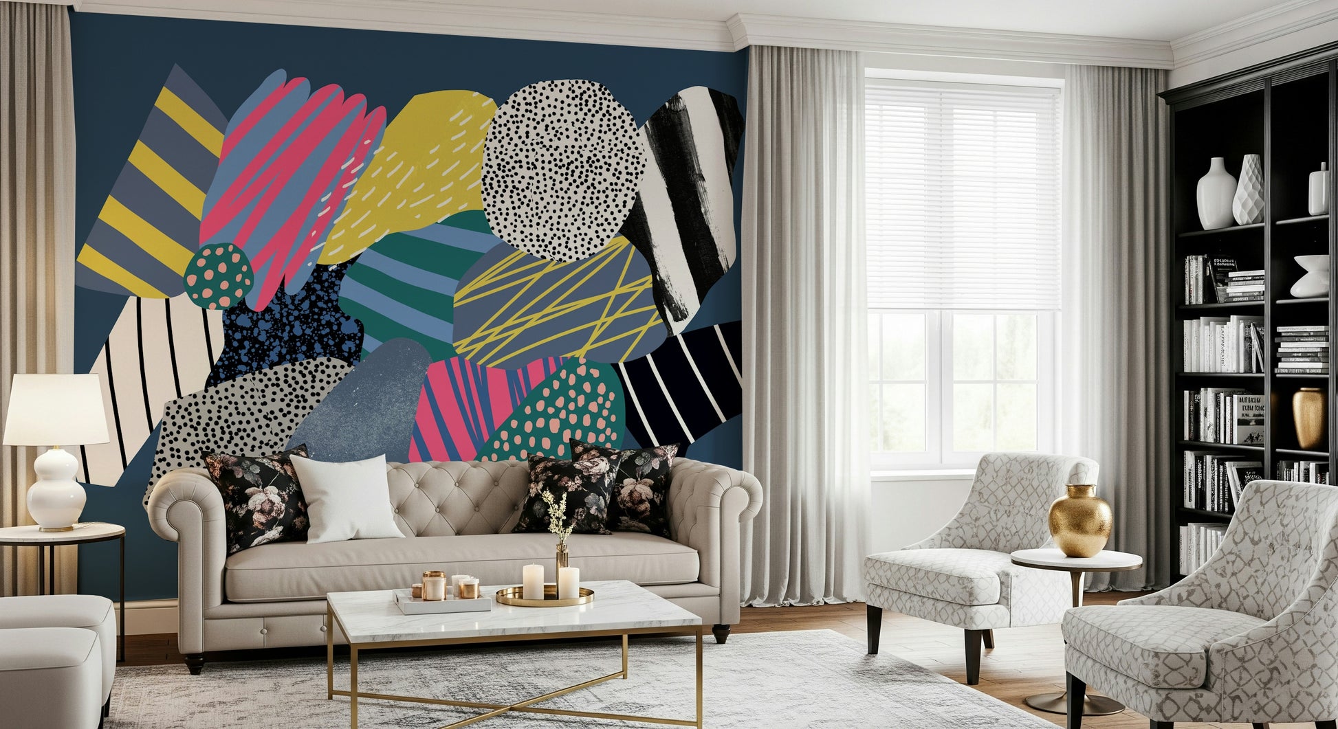 Interstellar Spaceship Wall Mural – Dramatic mural depicting a spaceship flying through a star-studded galaxy.