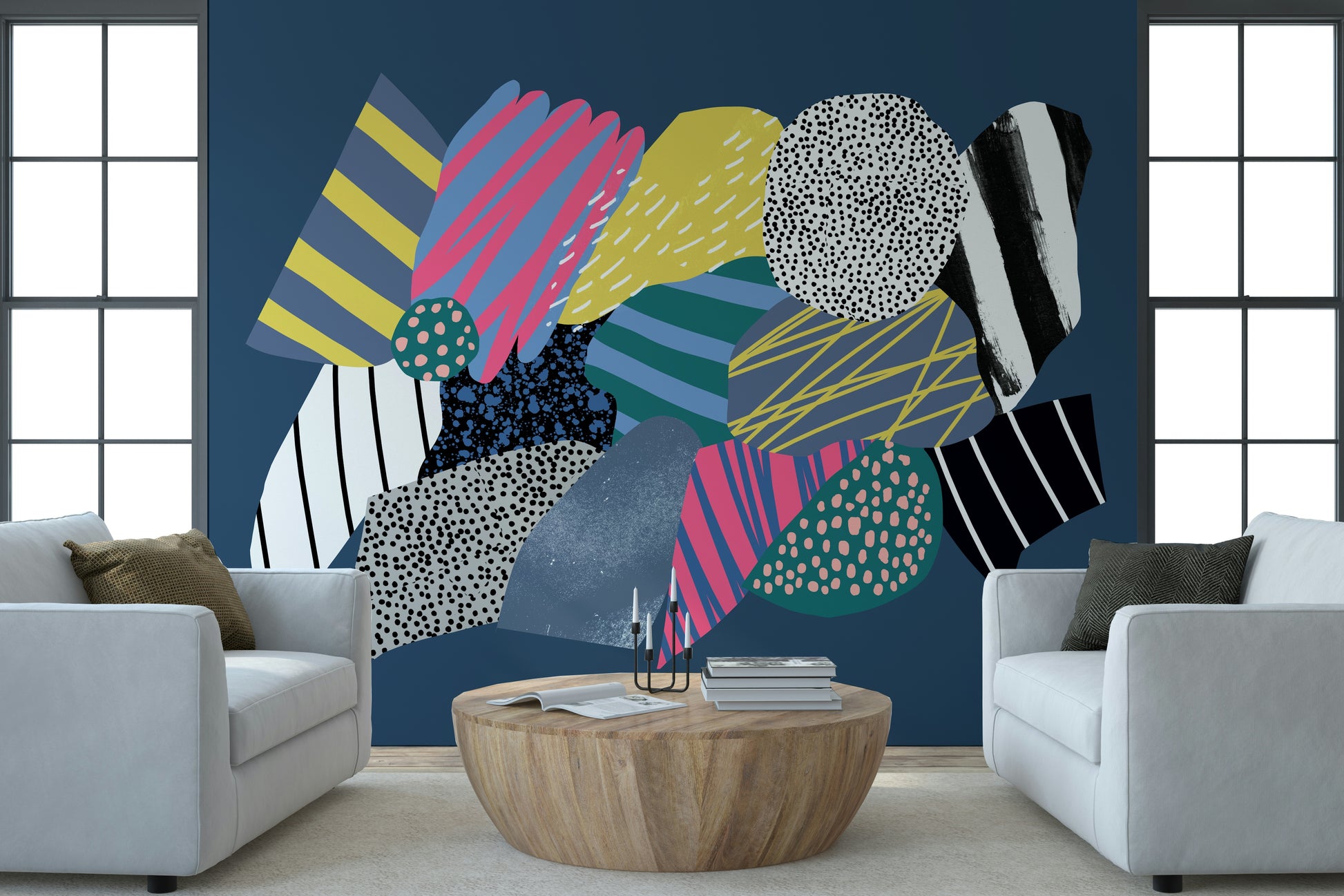 Spaceship in Space Wallpaper – Bold wall mural featuring a spacecraft against a backdrop of planets and nebulae.