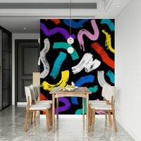 Colorful Abstract Brushstroke Pattern Wallpaper – Vibrant wall mural featuring bold, multicolor brushstrokes in an artistic design.
