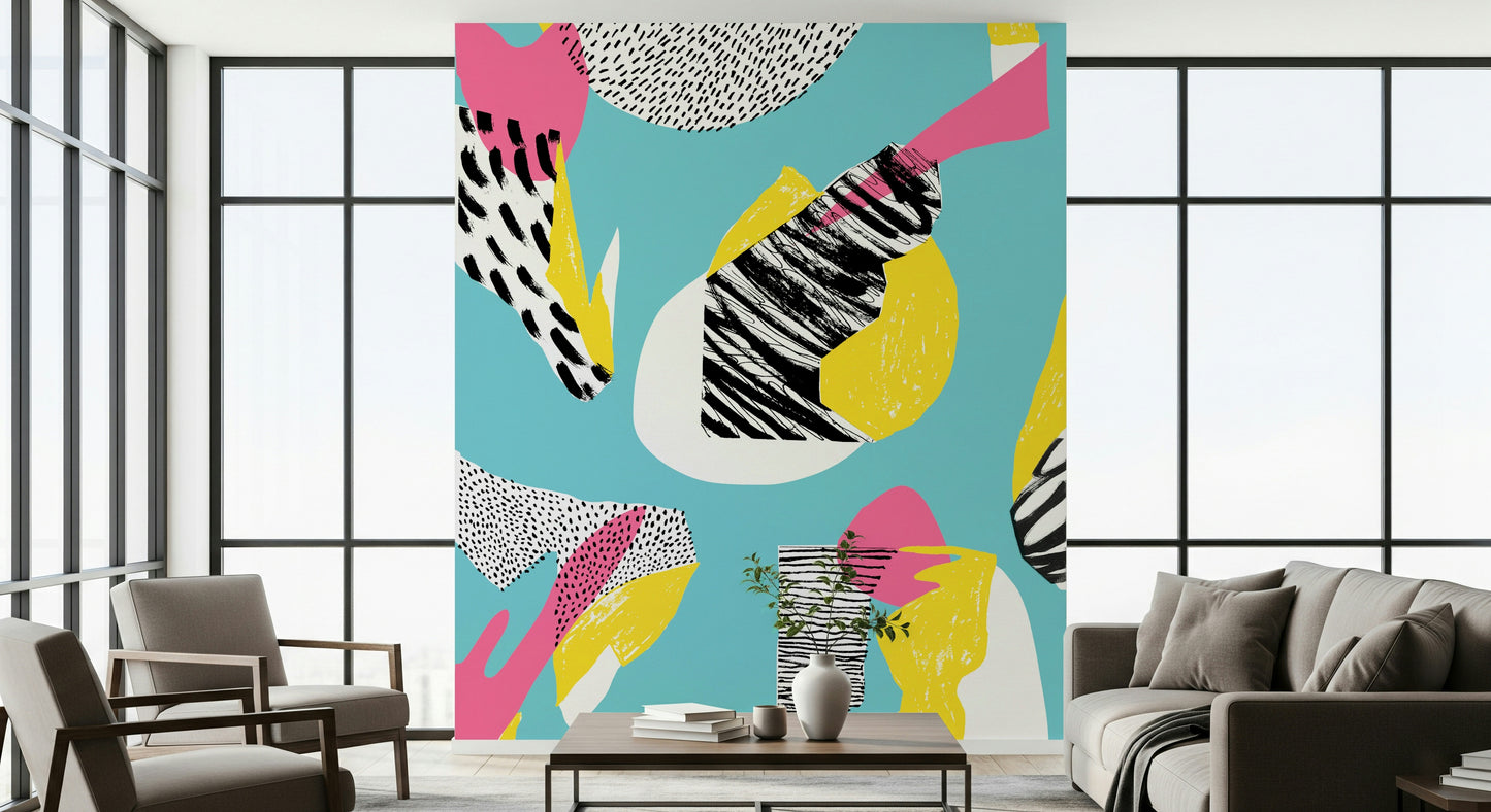 Modern Living Room Wallpaper Mural – Trendy multicolor wall mural perfect for modern living spaces.