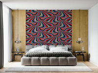 Groovy Retro Striped Marble Wall Mural – Psychedelic-inspired abstract wallpaper with marbled stripes in multiple colors.