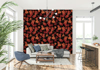 Autumn Maple Leaf Wall Mural – Bold design showcasing rich red leaves on stark black for dramatic contrast.