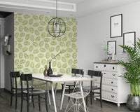 Playful Green Leaf Wallpaper – Energetic wallpaper showcasing a lively pattern of spring leaves.