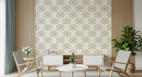 Chic Symmetrical Flower Pattern Wallpaper – Modern wallpaper with structured floral symmetry for refined interiors.