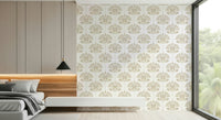 Chic Floral Symmetry Wallpaper – Elegant wallpaper featuring perfectly balanced floral patterns in a symmetrical layout.